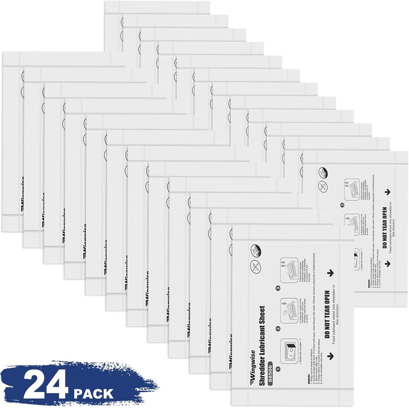 Wingwise 24-Pack Shredder Lubricant Sheets, 8.5 x 6 Inches, Sharpens Blades & Prevents Jams, Mess-Free Maintenance for Home and Office Use - Image 2